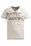 Camp David Herren T-Shirt mit V-Neck im Vintage Look Ivory, L