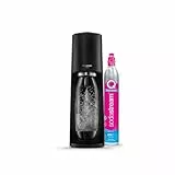 SodaStream Wassersprudler TERRA Standard mit 1x Quick-Connect CO2-Zylinder und 1x 1L spülmaschinenfeste Kunststoff-Flasche, Höhe: 44cm, Farbe: Schwarz