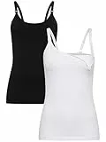 Herzmutter Stilltops Seamless - 2er Set - einfache Stillfunktion - praktische Clip-Verschlüsse - Tops-Unterhemden Stillen - 5320 (S, Schwarz/Weiß)