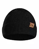 DANISH ENDURANCE Merino Mütze, Klassische Wollmütze, Warme Wintermütze, Thermo Beanie, Unisex, für Damen & Herren, Schwarz, One Size