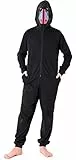 Ladeheid Jungen Teenager Schlafoverall aus Baumwolle Jumpsuit bunt Verkleidung Schlafanzug Einteiler mit Kapuze LA40-240 (Schwarz Pavian, 170)