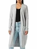Vila Clothes Damen Strickjacke VIRIL L/S Long Knit Cardigan - NOOS 14042770, Einfarbig, Gr. 38 (Herstellergröße: M), Grau (Light Grey Melange)