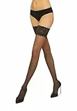 Wolford Damen Matt Fein Strumpfhose Satin Touch 20 Stay - Up 21223, 20 DEN, Gr. Large, Schwarz (Nearly Black 7212)