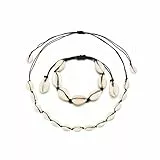 Qaziuy 2 Stück Muschel Halskette Armband Set,Damen Muschel Halskette Natürliche Muschel Armband Schmuck Verstellbares Boho Muschelkette für Damen Mädchen Sommer Strand Schmuck