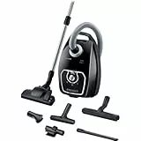 SIEMENS Staubsauger mit Beutel Z7.0 VSZ7X500, ideal für Allergiker, Hygiene-Filter, extrem leise, Bodendüse für Parkett, Teppich, Fliesen, XXL-Polsterdüse, XXL-Fugendüse, langes Kabel, 650 W, schwarz