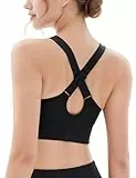 Litherday Sport BH Damen Starker Halt Sports Bra Kabellos Sport BH Große Brüste Push Up Sportunterwäsche für Damen Crossback Träger Herausnehmbare Polsterung für Fitness Laufen Joggen, Schwarz L
