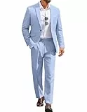 Coofandy Herrenanzüge, Klassische Passform, 2-teiliges Anzug-Set, EIN-Knopf-Anzug, lässiger Blazer, Hochzeit, Business-Anzug, Hell, blau, M