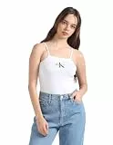 Calvin Klein Damen Body aus Baumwolle mit Stretch, Weiß (Bright White), L