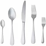 Amazon Basics Essbesteck-Set mit Abgerundeter Rand, Edelstahl, 20-teiliges Set, für 4 Personen, Silber