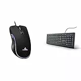 LYCANDER LMC380 Gaming-Maus, kabelgebunden, 1, 5 m Kabel & Trust 24092 Taro Kabelgebundene Tastatur, Deutsches QWERTZ Layout, Leise Tasten, Spritzwassergeschützt, Schwarz