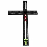 Marhynchus 54 Cm Großes Multifunktionales T-Quadrat-Lineal aus Aluminiumlegierung mit 2 Wasserwaagen und Verstellbaren Positionierungsblöcken für die Holzbearbeitung, Reißnadel,