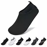 SAGUARO Damen Herren Badeschuhe Wasserschuhe Schnell Trocknend Breathable Schwimmschuhe Leicht rutschfest Strandschuhe Männer Frauen Barfußschuhe für Strand Pool Meer(Pechschwarz,40/41 EU)