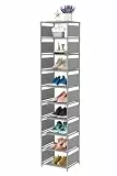 esonstyle Schmaler Schuhregal 10 Ebenen, Platzsparender Schuhschrank, 158 x 33 x 28 cm, Metallgestell, Einlegeböden aus Vliesstoff, geeignet für Wohnzimmer,Eingangsbereich, Flur, Garderobe, Ecke
