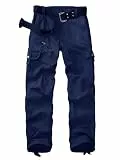 yeyity Cargohose Damen Hosen Multi Taschen Wanderhose Outdoorhose Baumwolle Arbeitshose Jogginghose Relaxed-Fit Trekkinghose Militär Hose Streetwear(Marineblau,2087,44)
