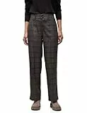 Street One Damen 3817211 Karierte Straight Leg Hose, Darkest Brown, 44W x 30L