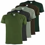 ALPIDEX Herren T-Shirts 5er Set mit V-Ausschnitt Shirts Basic Shirt Baumwolle Kurzarm Einfarbig S M L XL XXL 3XL 4XL 5XL, Größe:XXXL, Farbe:Forest
