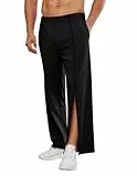 PINSPARK Reha Hose Herren Baumwolle Jogginghose Lang Sporthose Locker Abreißhose mit durchgehendem Reißverschluss Lässig Jogger Trainingshose Schwarz XL