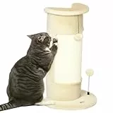 PawHut Kratzsäule für Katze 58 cm hoch Kratzbaum klein mit Plüschball Sisalseil Kratzstamm Katzenbaum Sisalstamm für Katzen unter 5 kg Cremeweiß