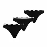 PUMA Damen String Thong Höschen, 3er Pack, Schwarz, S