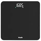 Vitafit Personenwaage Digital, Hohe Genauigkeit 0,05kg durch Unser Professionelle Fabrik Seit 2001,Waage Personen mit LED und Step-On, Körperwaage mit 182kg, Silberschwarz Sprühen