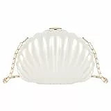 MEGAUK Damen Clutch Muschel Abendtasche Handtasche Mode Tasche mit Kette für Hochzeit Wedding Party