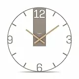 Cander Berlin BIONA XXL Wanduhr lautlos 50 cm Metall Holzzeiger ohne Tickgeräusche groß modern warmgrau Wohnzimmer Küche Vintage
