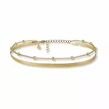 GD GOOD.designs Fußkettchen Gold für Damen I Mehrreihige Fußkette - Verstellbar I Goldene Schlangenkette Fußschmuck I Wasserfest