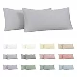 Nesture Kissenbezug 40 x 80 2er Set - 100% Jersey Mikrofaser Kissenbezüge Hellgrau, Kopfkissenbezug 40x80 - Kissenhülle für Kissen 40x80 cm mit Reißverschluss, Weich und Bügelfrei