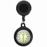 ULTECHNOVO Taschenuhr Schwarz Nachtleuchtend Mit Abzeichenrolle Zum Anklipsen Und Aufhängen Für Studenten Klare Ziffern Leicht Zu Tragen