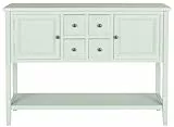 SAFAVIEH Contemporary Wooden Side Table with Storage, in Celadon, 40 X 115 X 85