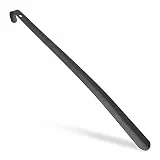 2 x Schuhlöffel Metall, komfortabel, stabil, 60 cm lang, großer Schuhanzieher, zum Aufhängen, mit Griff, schwarz