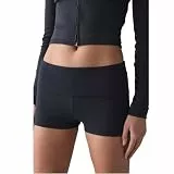 Y2k Damen-Shorts, niedrige Taille, elastische Taille, einfarbig, umklappbare Lounge-Shorts, Mikrohose, Mini-Nachtwäsche, A-schwarz, S