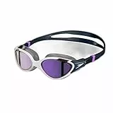 Speedo Damen Biofuse 2.0 verspiegelte Schwimmbrille | Design für Damen | Patentierter Verstellmechanismus | Anti-Beschlag | Wasserdicht | Bequemer Sitz White/True Navy/Sweet Purple One Size