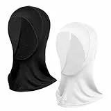 Molain 2pcs Hijab Kopftücher, Dehnbare Kappen, Elastische Unterschals, Vollständiger Atmungsaktiver Hijab für Frauen(weiß+schwarz)