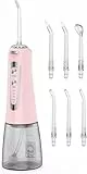 Munddusche Kabellos,Elektrische Zahnreiniger 5 Modi&300ML, Munddusche Testsieger mit 6 Jet-Tipps, Tragbare Zahndusche für Entfernt Speisereste und Reinigt Die Zähne