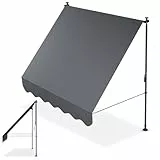 Juskys® Klemmmarkise Kapstadt 200x120 cm - Höhenverstellbar & UV-beständig - Balkon & Terrasse - Wetterfest & Sichtschutz - Terrassenüberdachung Grau