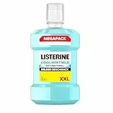 LISTERINE Cool Mint Mild 1000ml, antibakterielle Mundspülung ohne Alkohol mit mildem Geschmack, für ein langanhaltendes Frischegefühl, Mundwasser