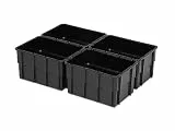 1a-TopStore Einsatzkasten Einteilungs-Set für Eurobehälter, Schubladen mit Innenmaß 362x262 mm (LxB), 102 mm hoch, verschiedene Größen/Farben (4er Set, schwarz)