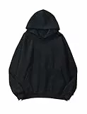 Tomwell Hoodie Damen Herbst Winter Kapuzenpullover Oversize Pullover mit Kapuze Teenager Mädchen Langarm Sweatshirt Casual Pulli mit Taschen G Schwarz M