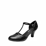 DREAM PAIRS Pumps mit T-Riemen, Party Elegant Hochzeitsschuhe Brautschuhe für Damen,Size 39,Schwarz-Pu,SDPU26001W