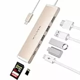 USB C Hub - WALNEW 7-in-1 Docking Station Aluminum mit 100W PD, 4K HDMI, USB 3.0&USB-C,SD- VerbesserteKonnektivität, Für MacBook Air,Pro, Lenovo ThinkPad, Dell XPS, HP, Surface Laptop u. mehr