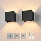 Klighten 2 Stücke Wandleuchte mit Austauschbarer G9 LED Lampe Warmweiß 3000K, Aluminium LED Wandlampe Innen/Aussen Einstellbar Abstrahlwinkel aussenbeleuchtung für Wohnzimmer Garten, Schwarz