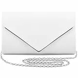 ERKOON Leder Handtaschen Weiße, Clutch mit Abnehmbarer Kette, Elegant Envelope Abendtasche,Umschlag Crossbody für Wedding, Dinner, Prom, Cocktail