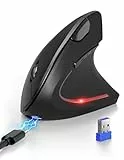 TECKNET Ergonomische Bluetooth Maus, Wiederaufladbar Kabellose Vertikale Maus (BT 5.0/3.0 + 2.4G), 6 Einstellstufen bis 4800 DPI, Optische Leise Funkmaus mit USB-A-Empfänger, Breite Kompatibilität