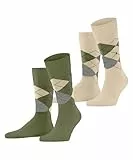 Burlington Herren Socken Everyday Argyle M So Baumwolle gemustert 2 Paar, Grün Salvia 7472, 40-46
