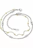 Engelsrufer Fußkettchen für Damen mit gold- und silberfarbenen Perlen, Edelstahl, verstellbar (22–27 cm), nickelfrei, für Allergiker geeignet