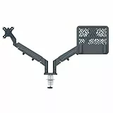 Leitz Ergo Monitor- und Notebookarm, platzsparendes Design, IGR- & TÜV-geprüft, Monitor-Halterung & Laptop-Ständer für 1 Monitor bis 32 Zoll und Notebooks bis 17 Zoll, VESA 75/100, Grau, 65380089