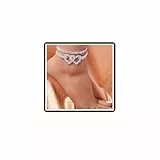 Dishowme 2 Stücke Strass Herz Fußkettchen Armbänder Kristall Lariat Liebe Herz Fuß Kette Bling Strand Barfuß Sandale Schmuck für Frauen Mädchen Teenager