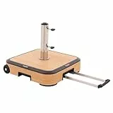 Doppler ALU Wood Trolley Sockel ca. 50 kg - Für Sonnenschirme bis 350 cm - Mit Rollen und Trolley Griff - Für optimale Stabilität