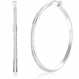 PABBEU Ohrringe Silber 925 Creolen für Damen Groß,Hypoallergen Leichte Creolen Silber Ohrringe mit AAAAA Zirkonia für Damen 30/40/50/60mm